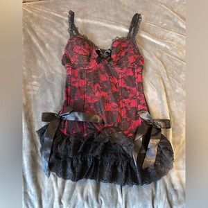 Gothic lace lingerie dress bustier size S